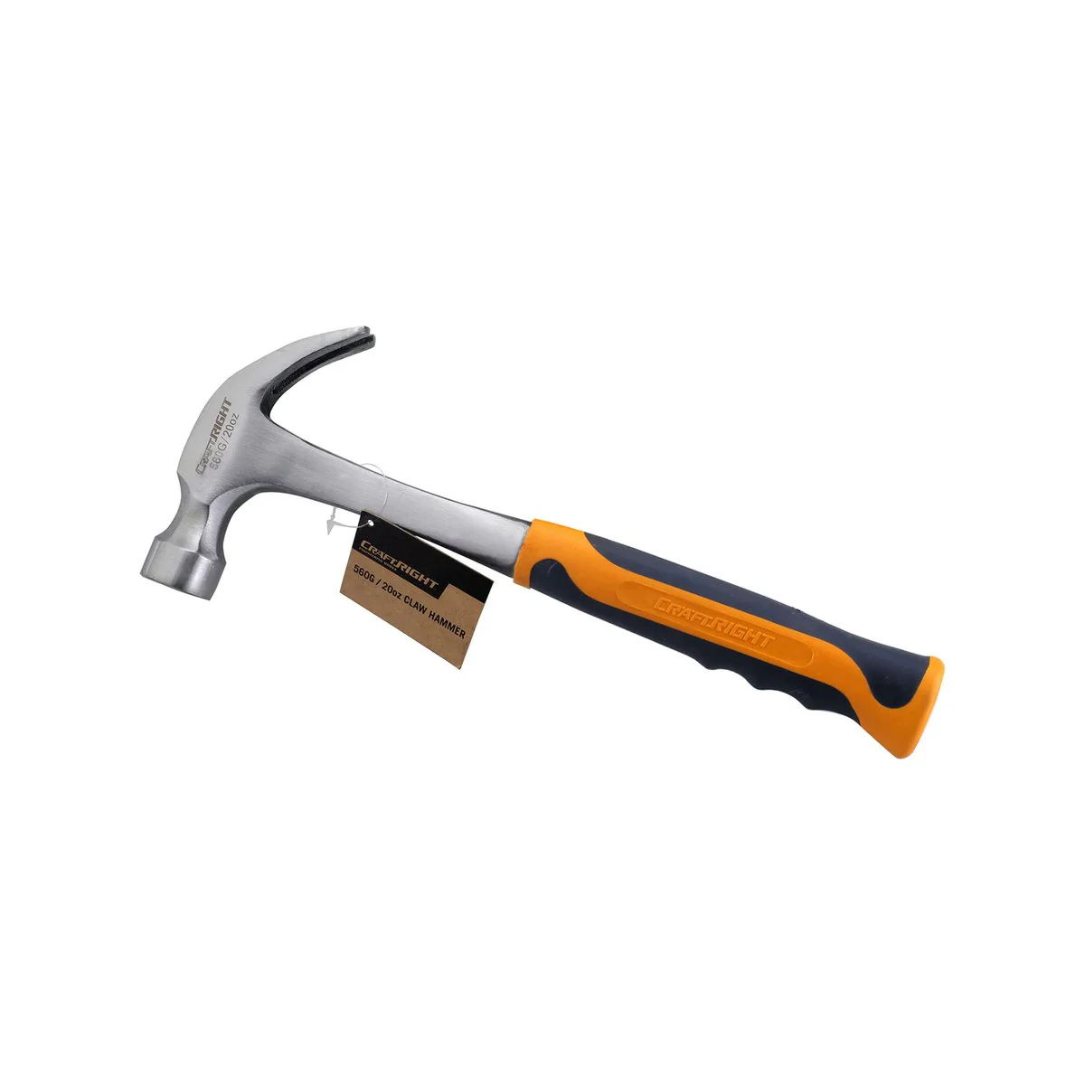 Craftright Solid Claw Hammer - 20oz - Carbon Steel - Soft Rubber Handle - Image 2