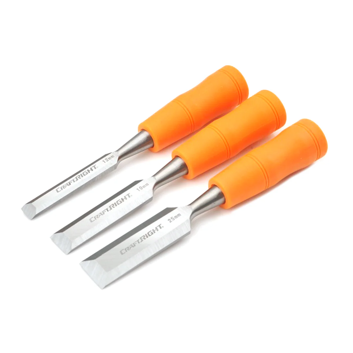 Craftright Wood Chisel Set - 12mm 19mm 25mm - Carbon Steel - 3 Piece