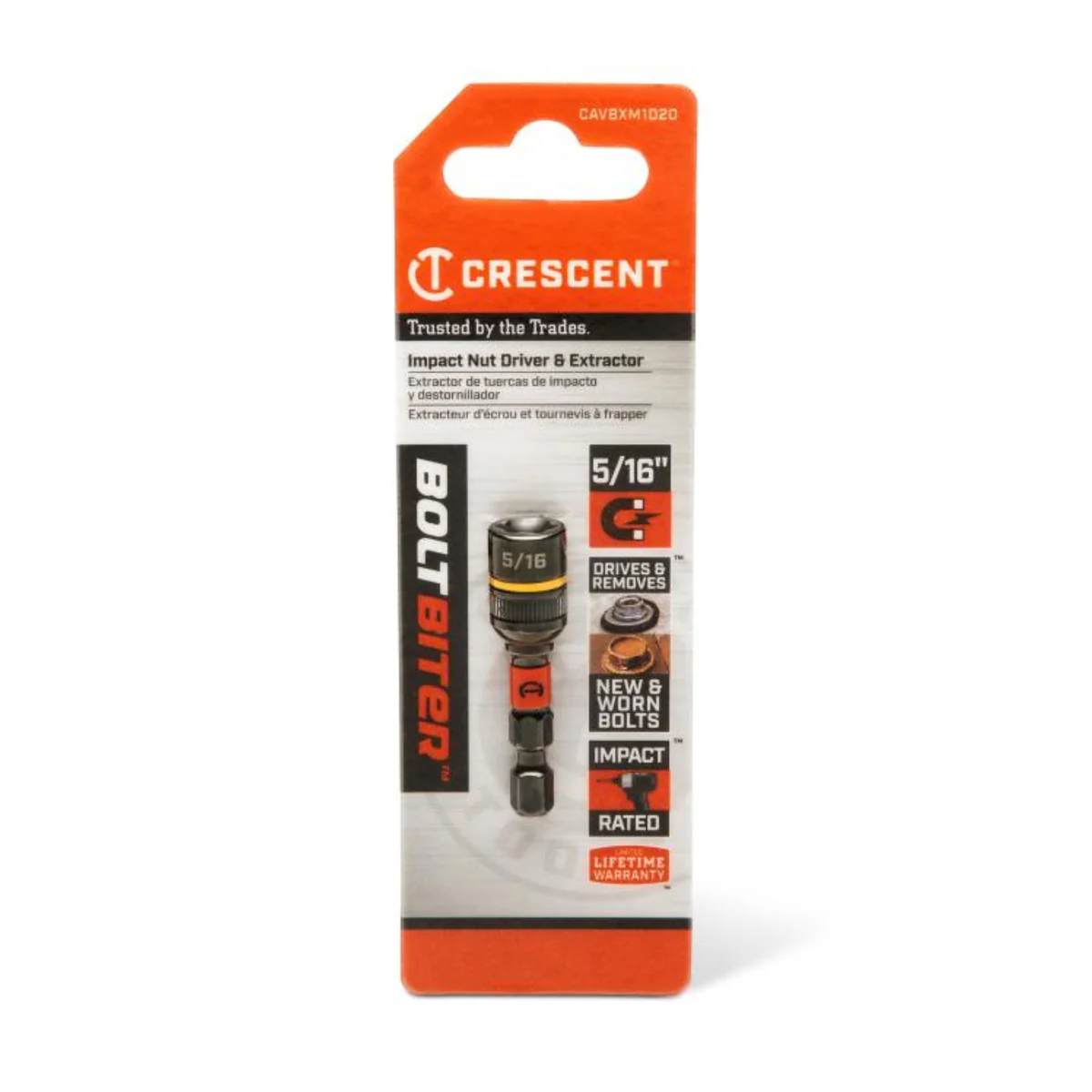 Crescent Bolt Biter Impact Nut Driver & Extractor 5/16" x 1-7/8" - Durable, Bi-Directional Design - Image 4