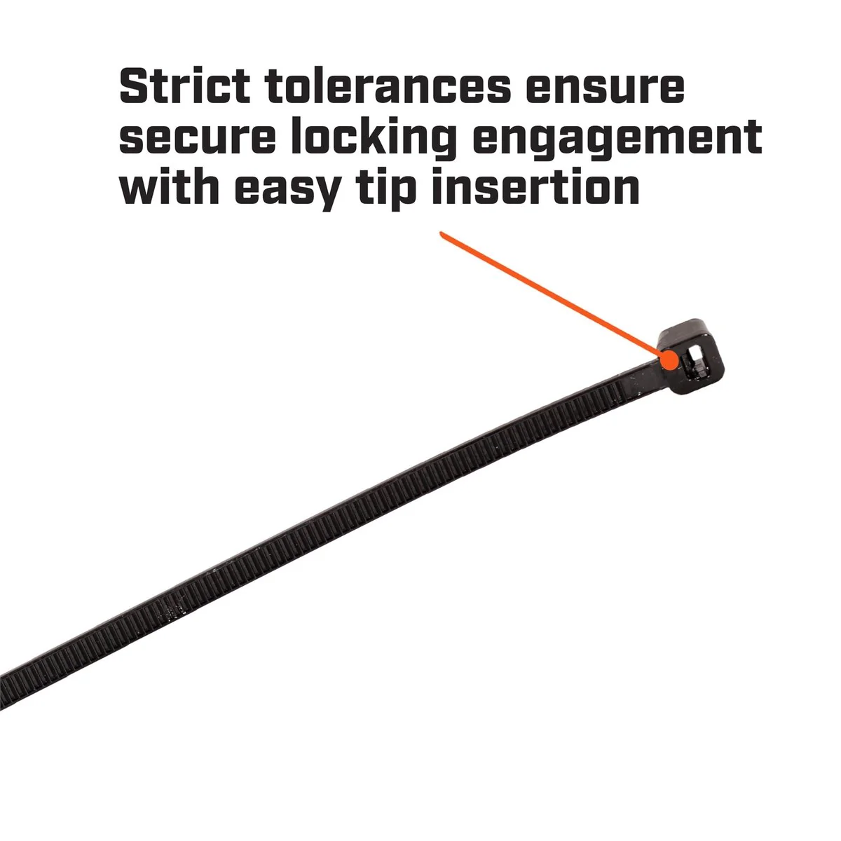 Crescent Cable Ties - 100mm x 2.5mm - Black - 100 Pack - Nylon - UV Resistant - Image 3