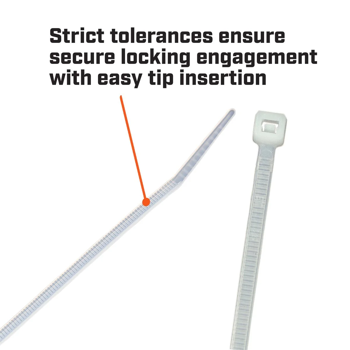 Crescent Cable Ties - 100mm x 2.5mm - Natural - 100 Pack - Nylon - Self-Locking - Image 5