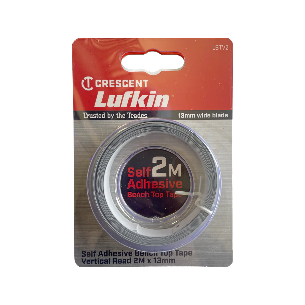 Crescent Lufkin Self Adhesive Bench Top Tape 2m x 13mm - Steel - Silver - Accurate Measurements - Image 2