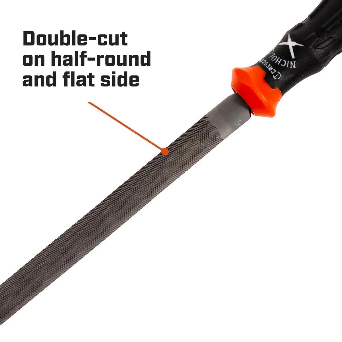 Crescent Nicholson 200mm Half Round Bastard File - Steel - 2-Sided Design - Image 3