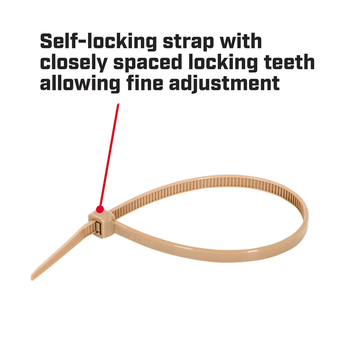 Crescent Outdoor Cable Ties - 200 x 4.6mm - Beige - Nylon - 25 Pack - Image 4