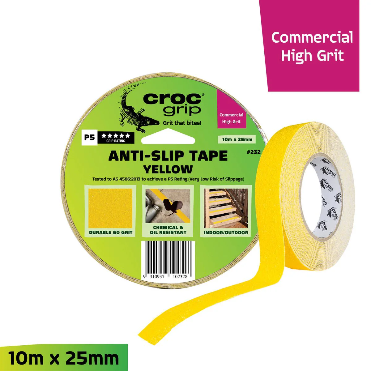 Croc Grip Anti Slip Tape - 10m x 25mm - Self-adhesive - P5 Rated - Image 2