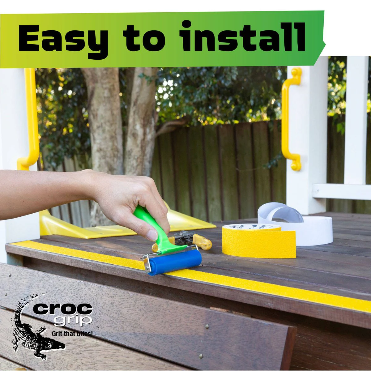 Croc Grip Anti Slip Tape - 25m x 50mm - Yellow and Black - P5 Rated - Image 5