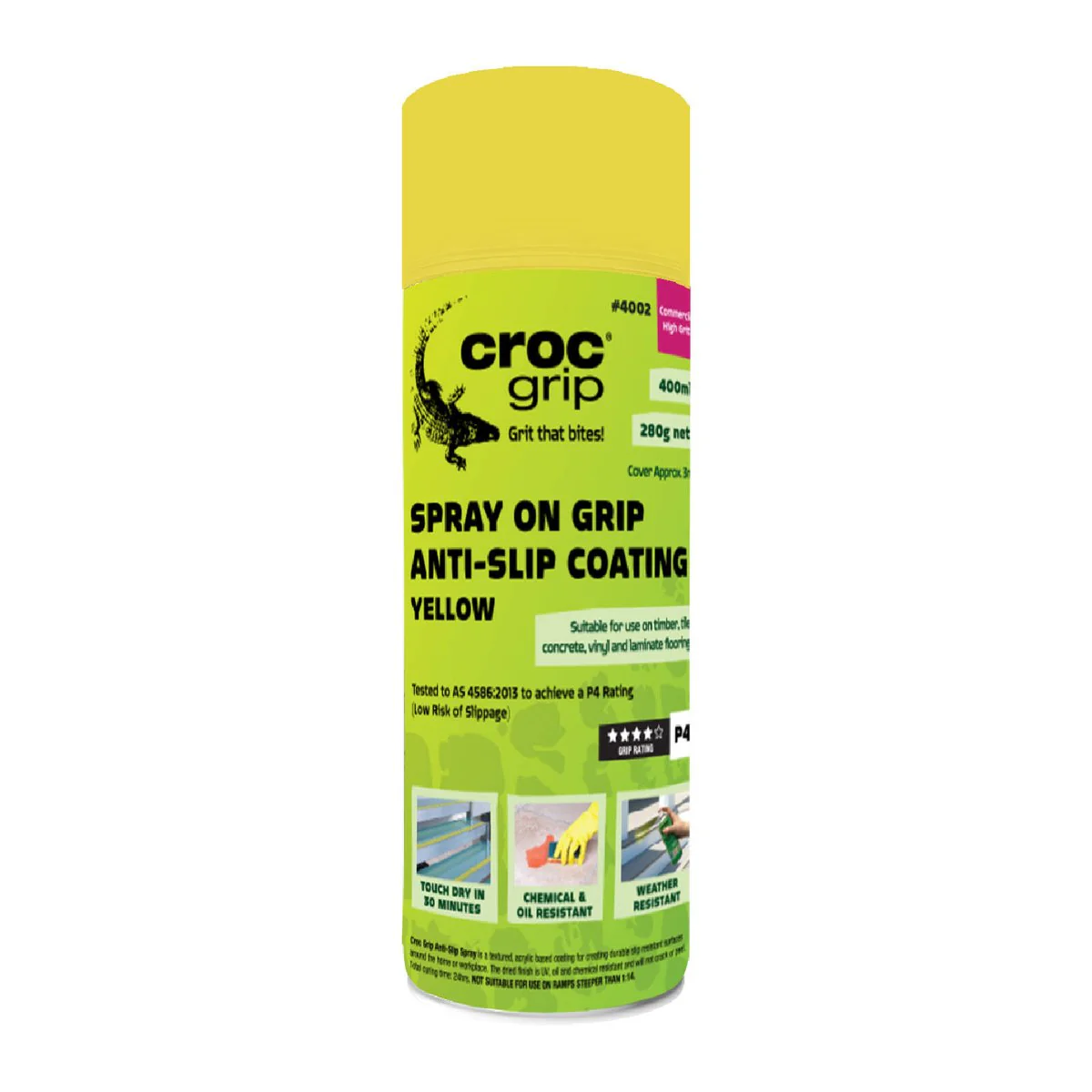 Croc Grip Spray on Anti Slip Coating - 400ml - Yellow - P4 Rated