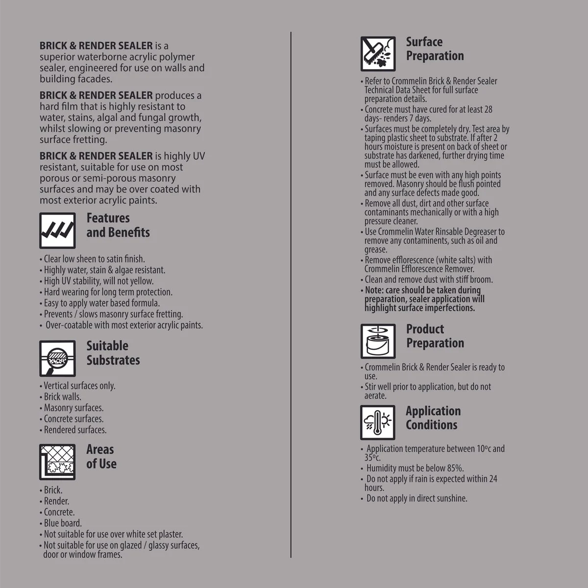 Crommelin Brick and Render Sealer - 4L - Water Based - Low Sheen Finish - Image 2