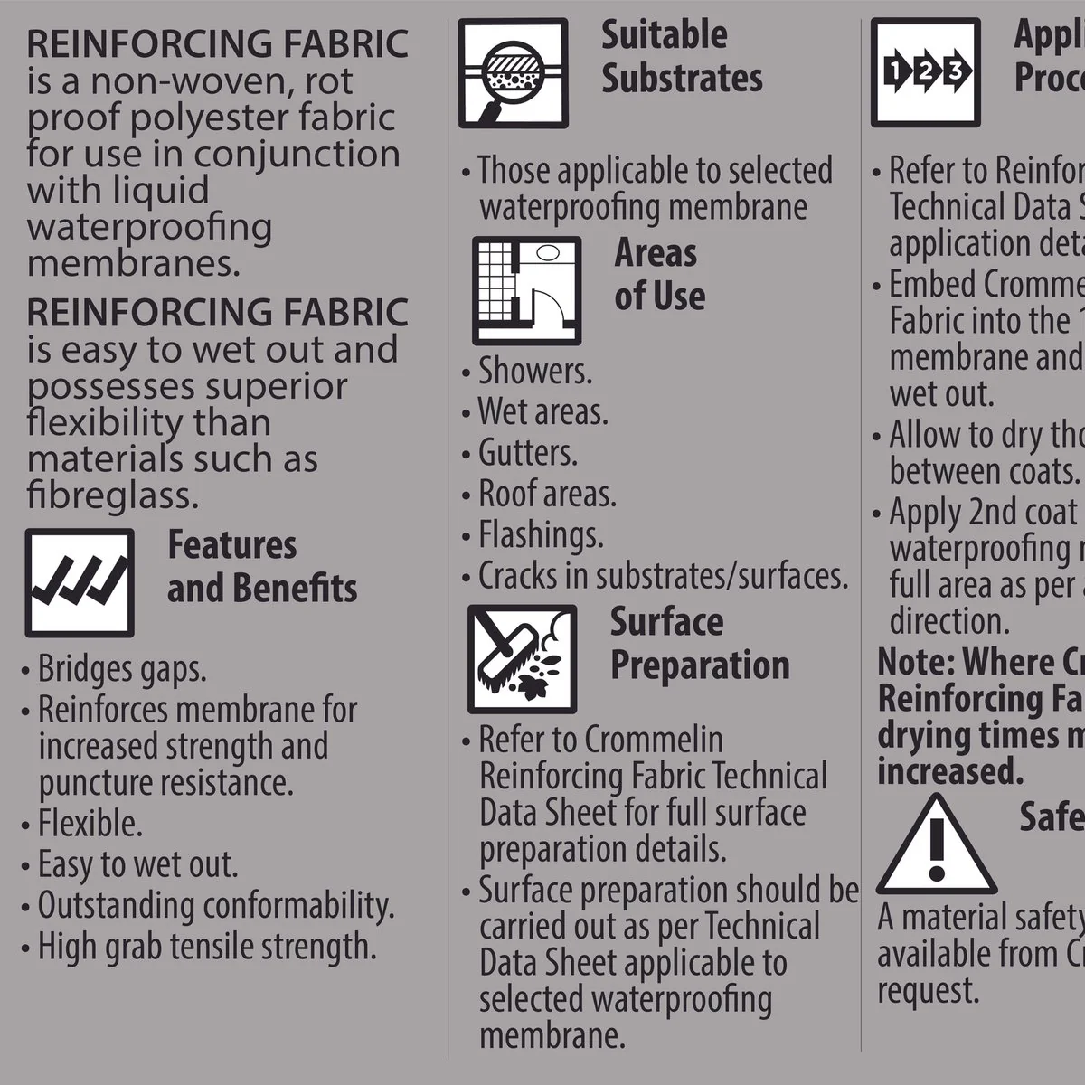 Crommelin Reinforcing Fabric - 100mm x 50m - Polyester - Non Woven - Image 2