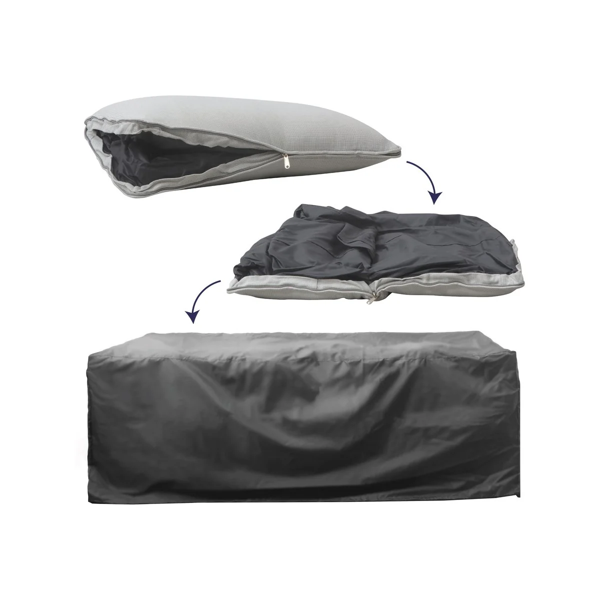 Cushion to Cover 61 x 35cm Oatmeal Outdoor Cushion - 2-in-1 Furniture Cover - Image 2
