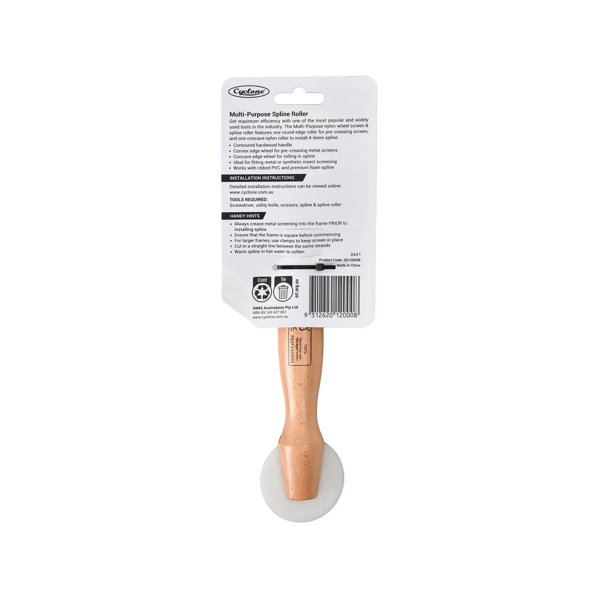 Cyclone Spline Roller - 95mm - Timber Handle - Universal Use - Image 2