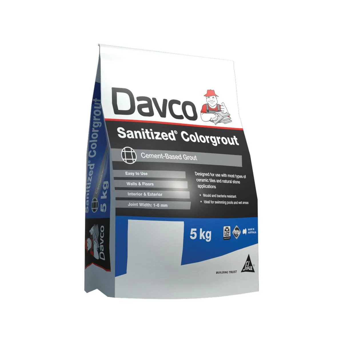 Davco 5kg Gun Metal Grey Colorgrout - Cement Based Grout - 240mm x 280mm x 110mm