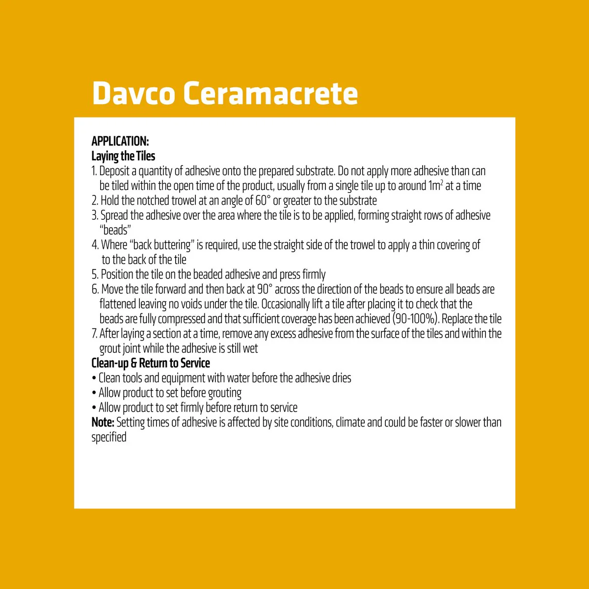 Davco Ceramacrete Cement Base Tile Adhesive 5kg - Grey - 240mm x 280mm x 110mm - Image 4