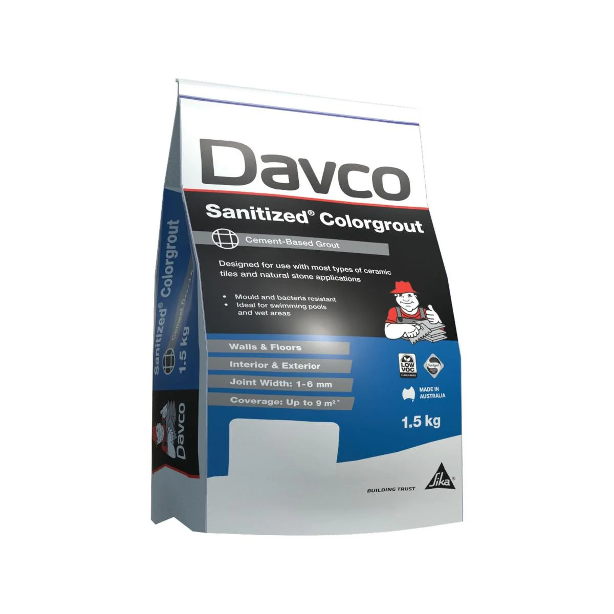 Davco Sanitized Colorgrout 1.5kg #49 Light Grey Cement Grout 1-6mm