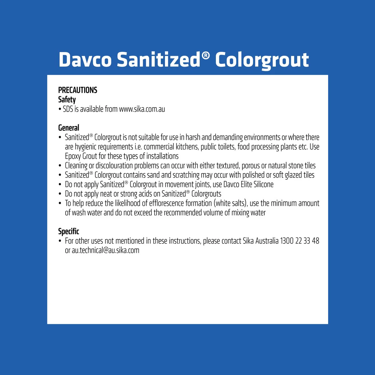 Davco Sanitized Colorgrout 1.5kg #49 Light Grey Cement Grout 1-6mm - Image 5