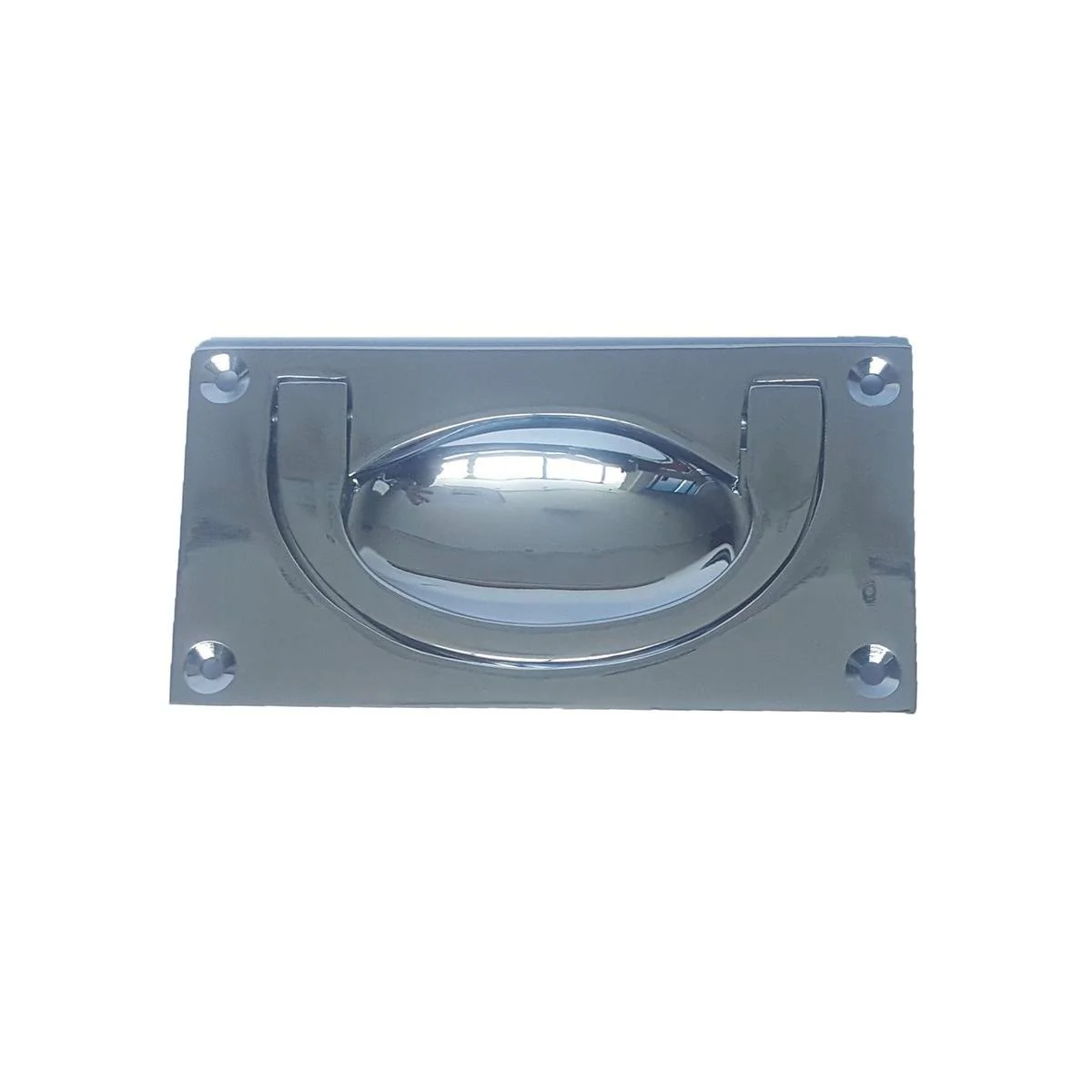 Delf Flush Drop Handle 60mm x 37mm Satin Chrome Solid Brass Easy Pull