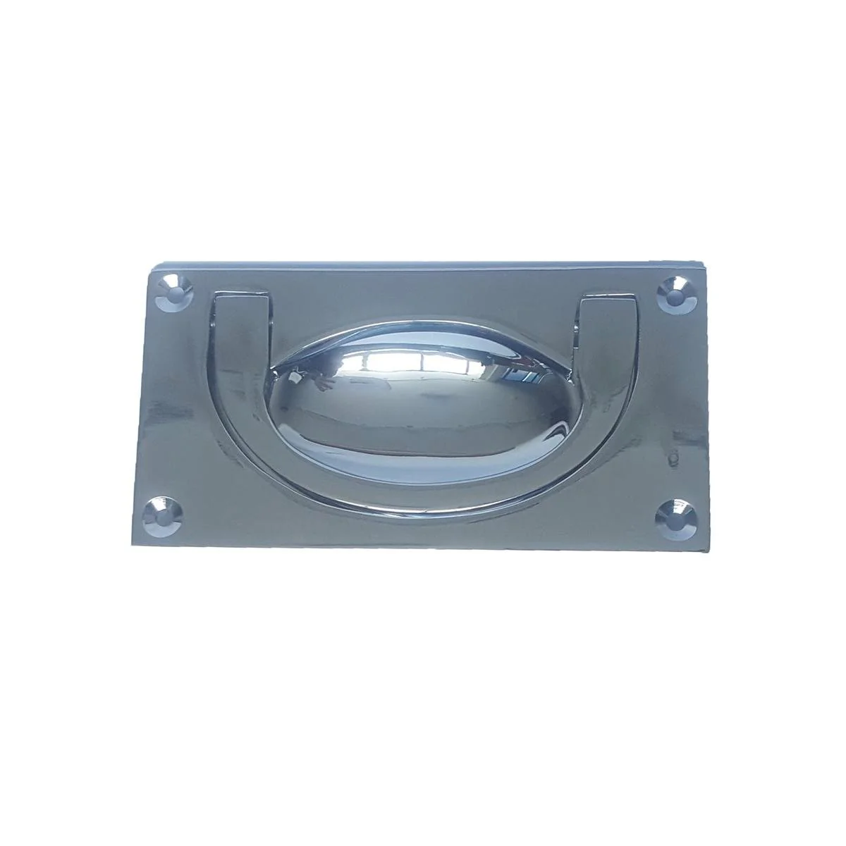 Delf Flush Drop Handle - 88mm x 50mm - Satin Chrome - Solid Brass - Easy Pull