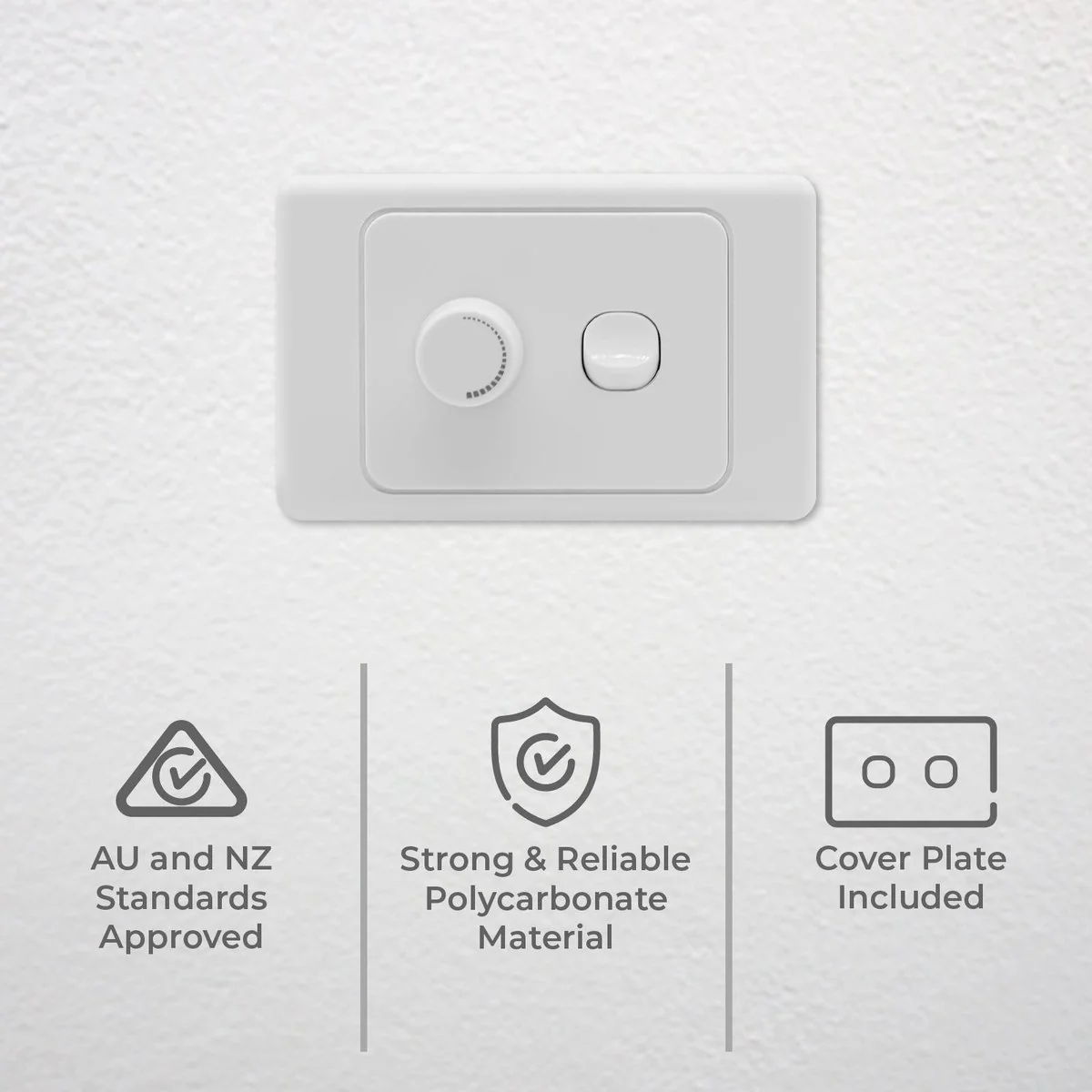 Deta 1 Gang Wall Switch - 200W - Polycarbonate - Universal Dimmer - Image 2