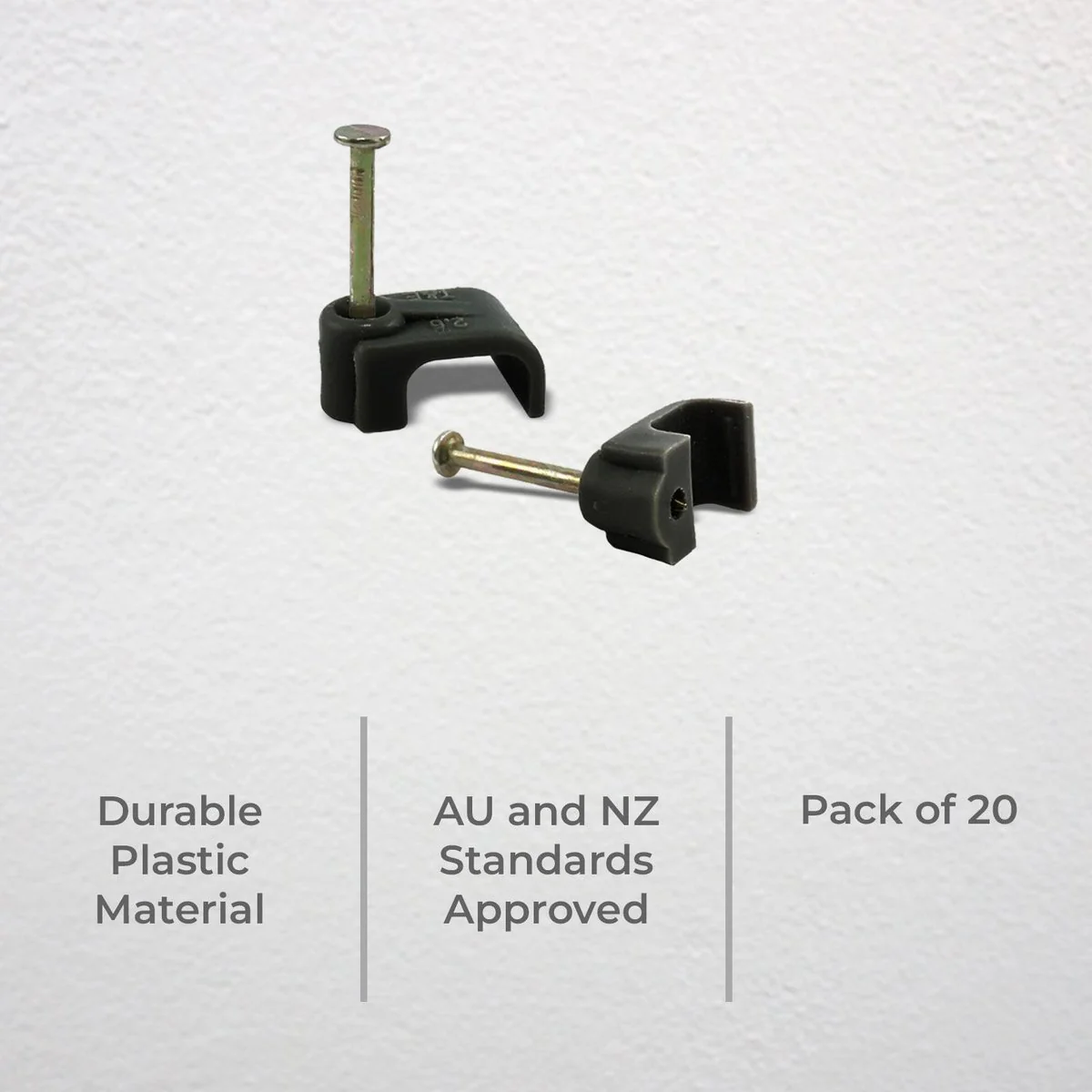 Deta 7mm Black Flat Cable Clips 20 Pack - 7mm - Black - Image 2