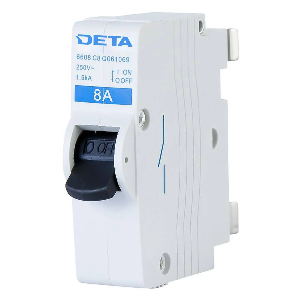 Deta 8A Plug-In Circuit Breaker - 8 Amp Glass Filled Nylon - Reliable Safety