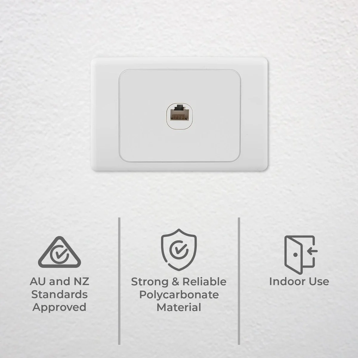 Deta Cat 6 RJ45 Outlet - 118mm x 76mm - Polycarbonate - Wall Mount - Image 2