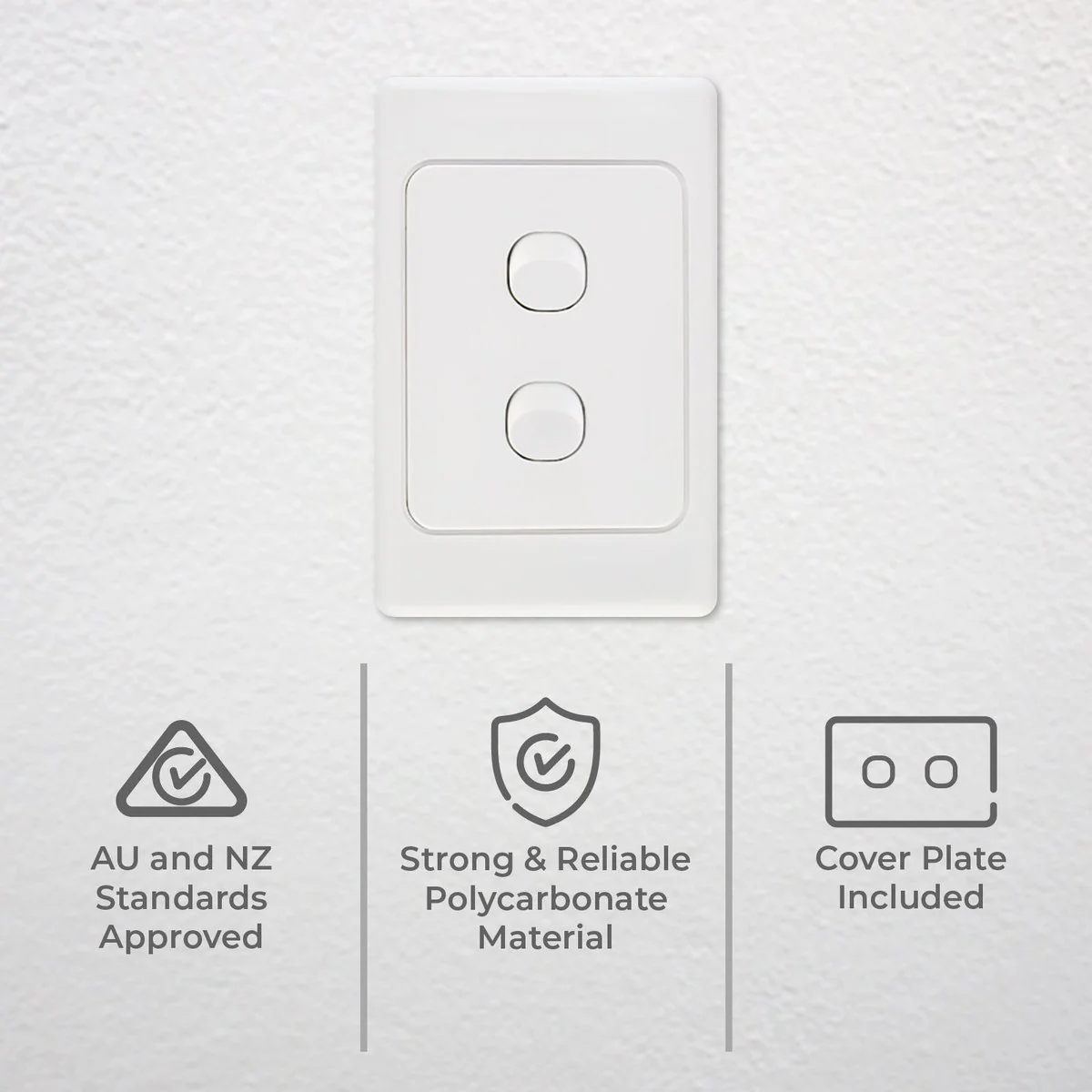 Deta Double Vertical Switch - 2 Gang - Polycarbonate - Indoor Use - Image 2