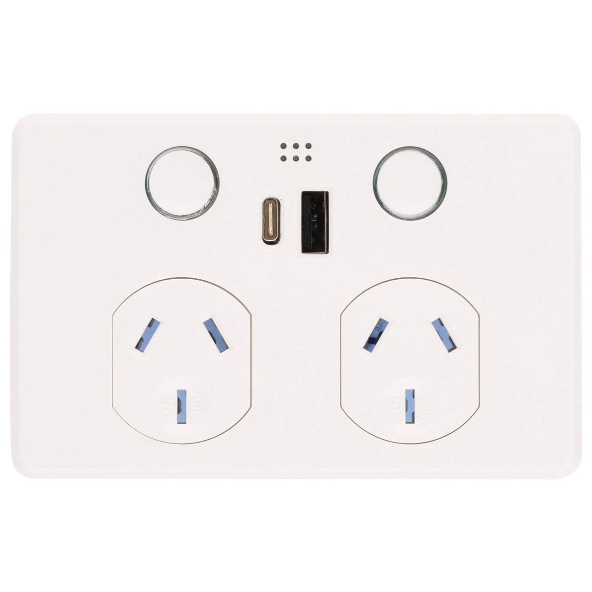 Deta Grid Smart Double Power Point - USB A+C PD 20W Fast Charging - White - 50mm x 74mm x 115mm