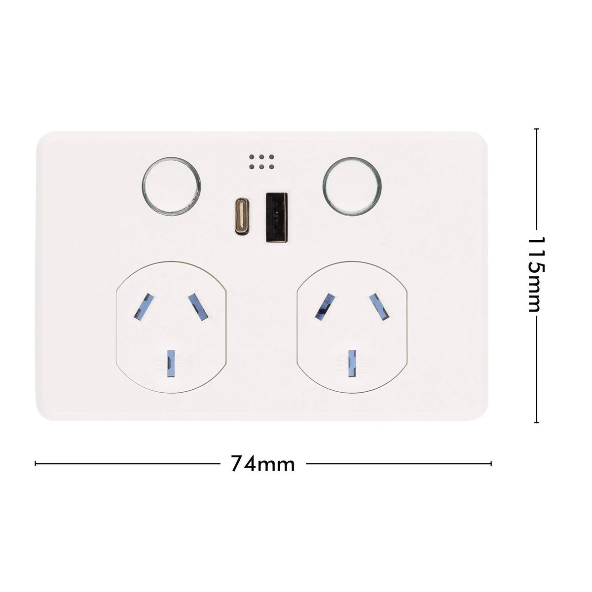 Deta Grid Smart Double Power Point - USB A+C PD 20W Fast Charging - White - 50mm x 74mm x 115mm - Image 5