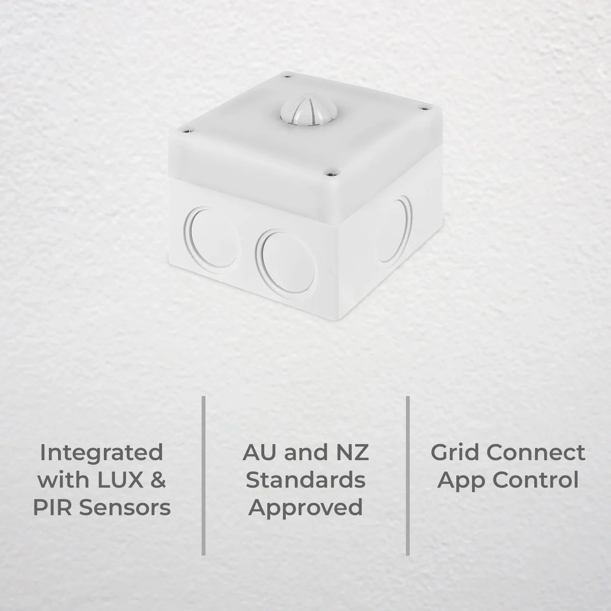 DETA Grid Smart Outdoor Lux and Motion Sensor - IP44 Weatherproof - White - 85mm x 85mm x 70mm - Image 3
