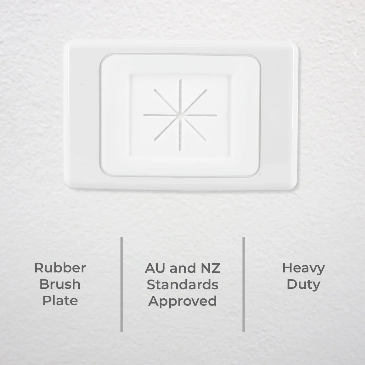 Deta Heavy Duty Rubber Brush Plate - 13mm x 75mm x 115mm - White - Cable Management - Image 2