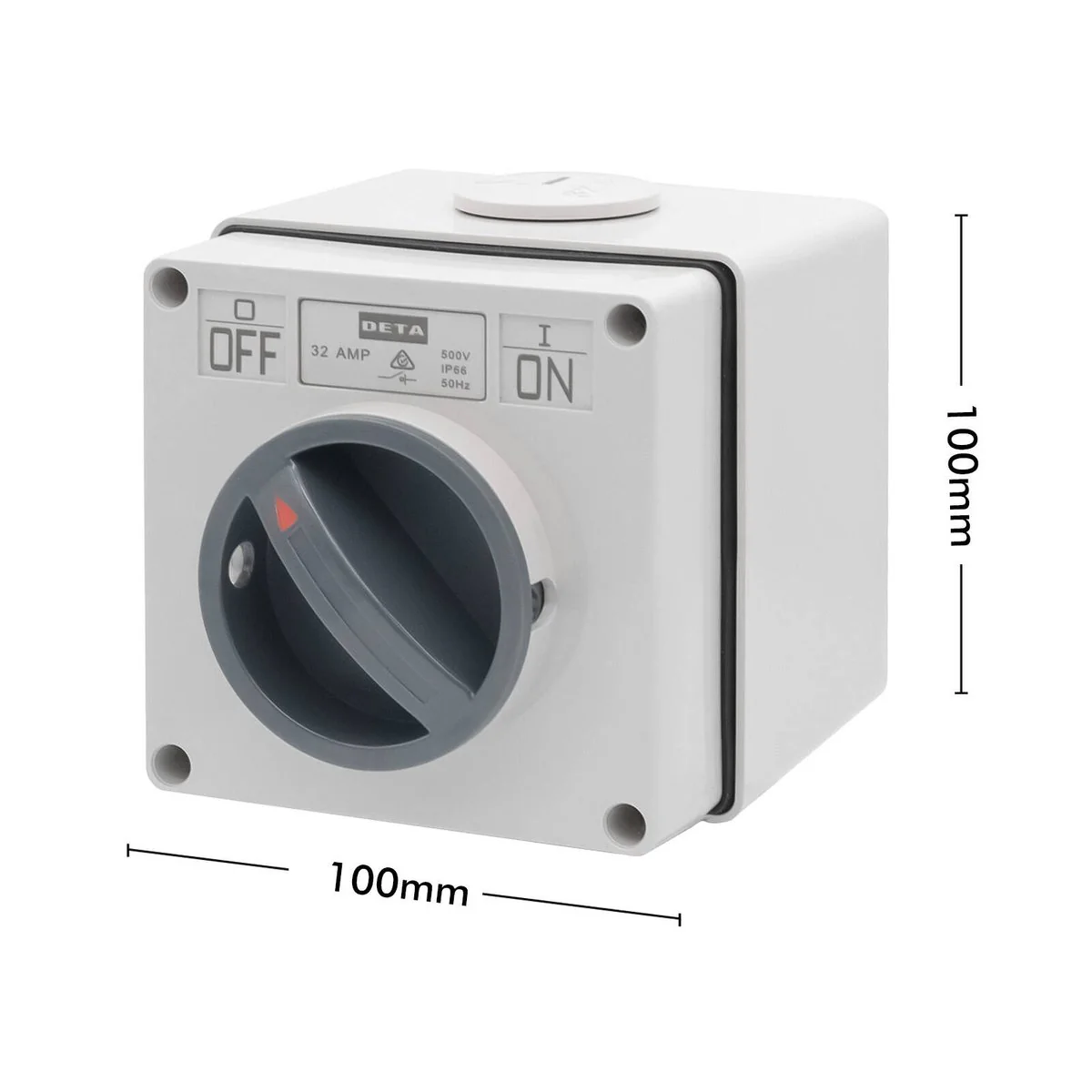 Deta IP66 Weatherproof 2 Pole 32A Isolator - Outdoor Power Isolation - Grey - Image 3