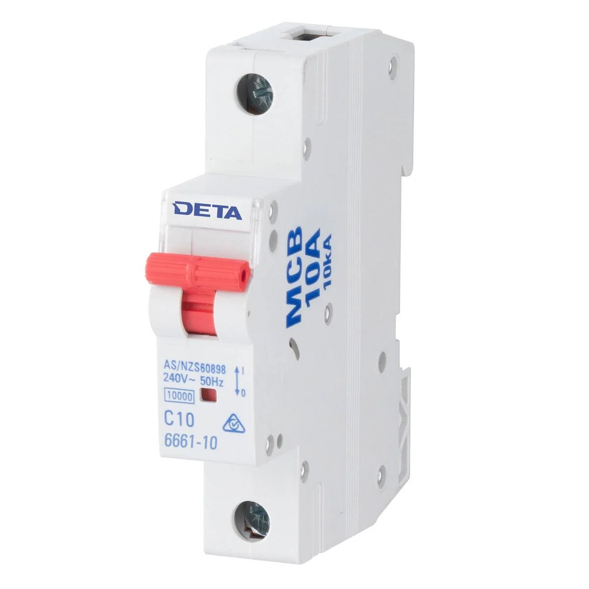 DETA 10A Miniature Circuit Breaker - 1 Pole - 18mm Wide - 10kA Capacity