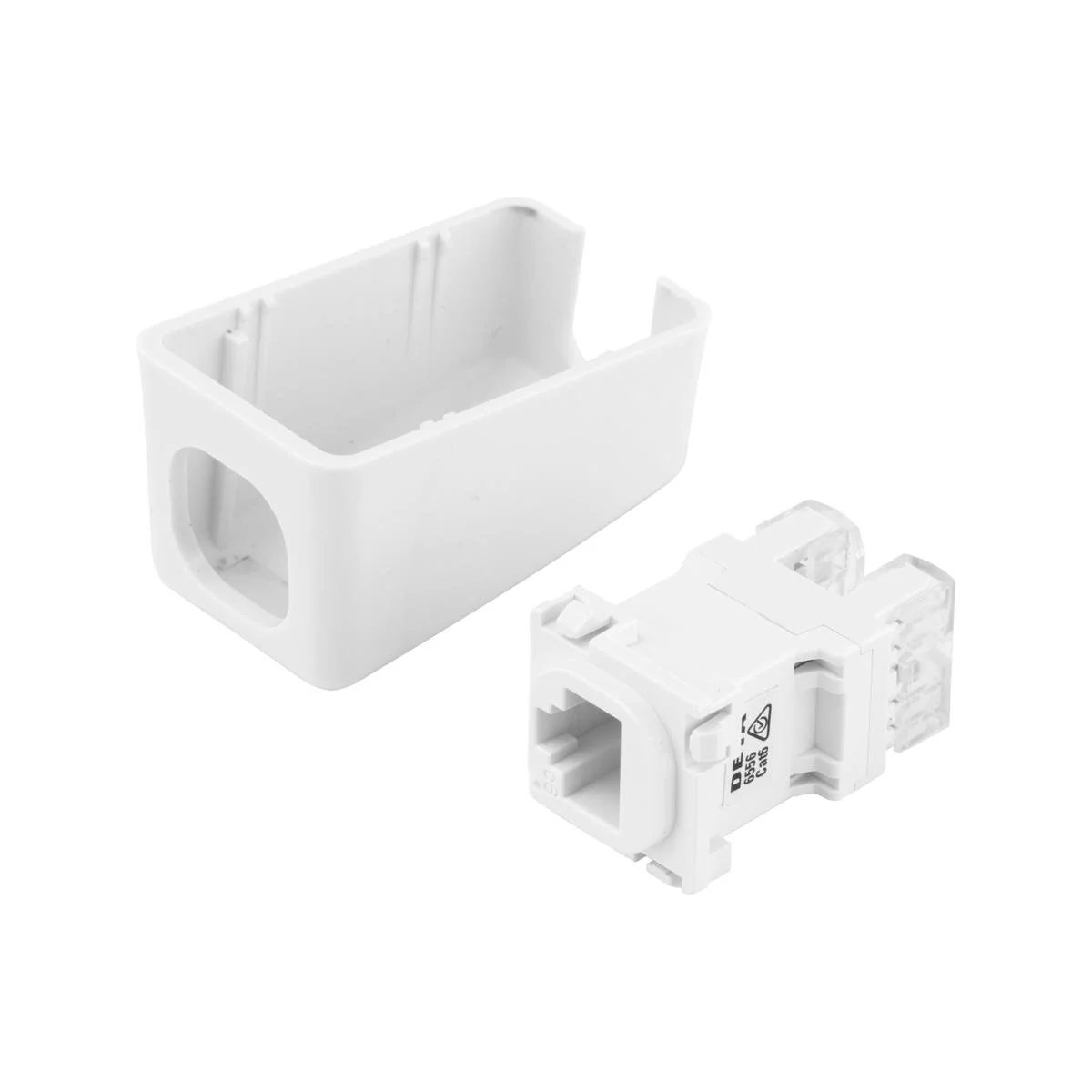 Deta RJ45 Skirting Board Outlet - Hardwired CAT6 Ethernet Connector - White - 29mm x 50mm x 27mm