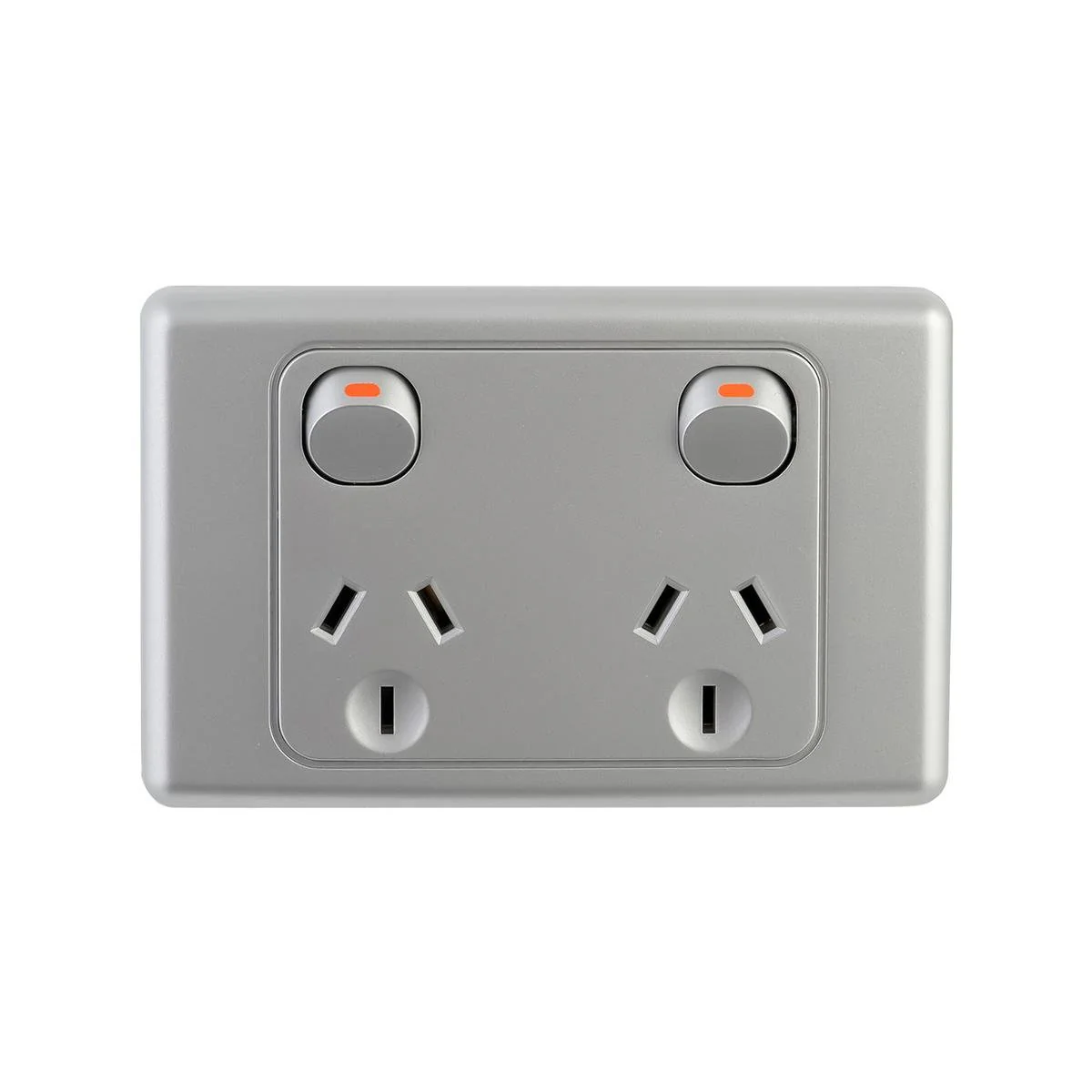 Deta Silver Double Power Point - 2 Outlet - Polycarbonate - Durable