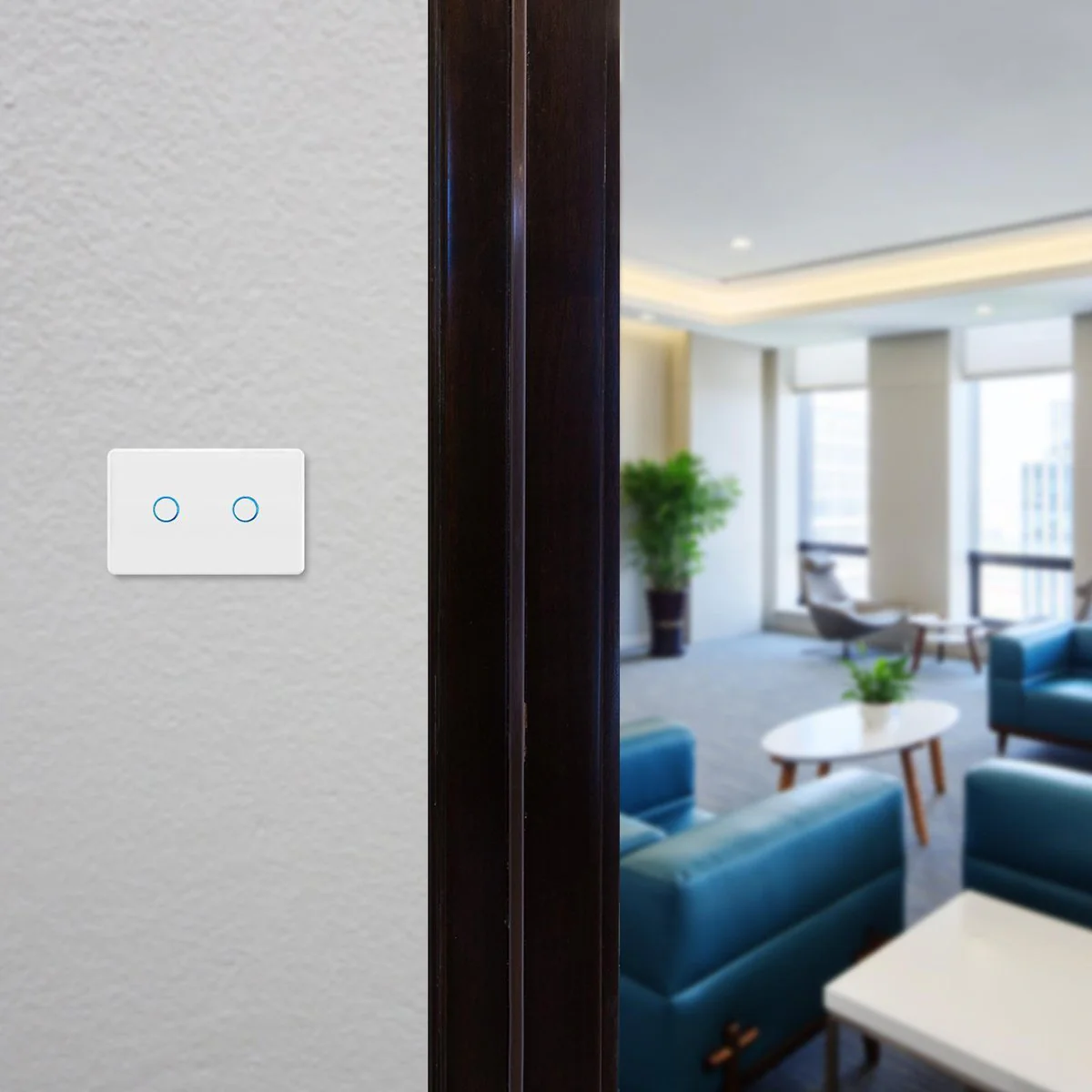 Deta Touch Activated Light Switch - 2 Gang - Polycarbonate - Gloss White - Image 3