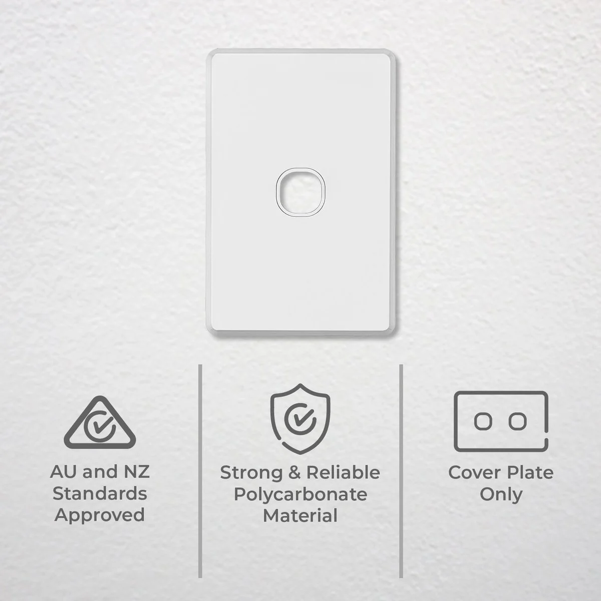 Deta White S Line Series 1 Aperture Wall Plate - Single Gang - 73mm x 113mm - Slim Design - Image 2