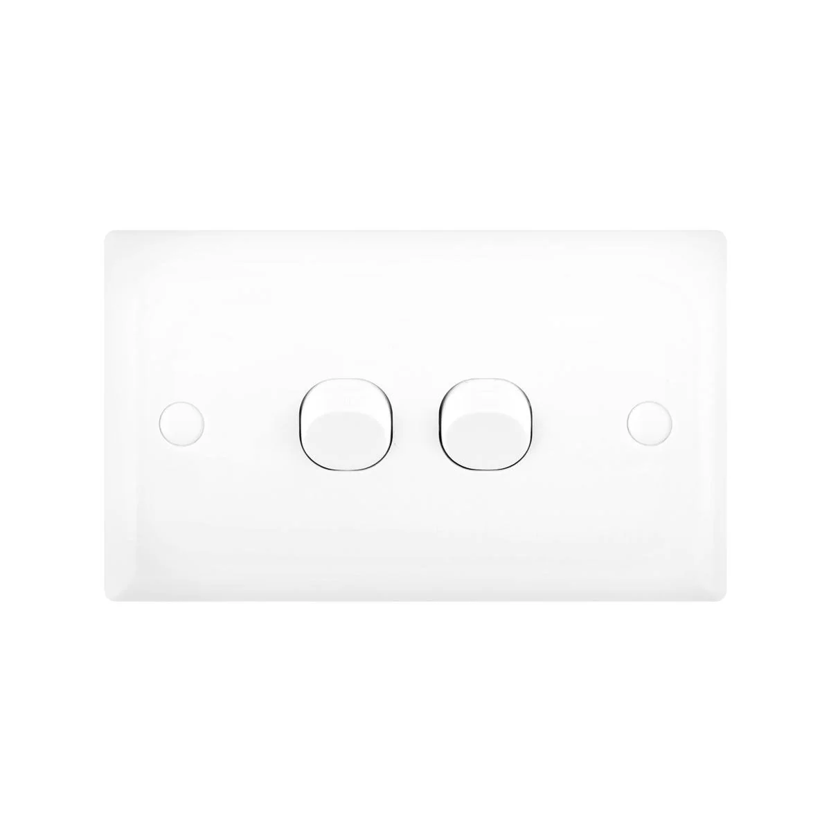 DETA White Solid Plate Double Switch - 2 Gang - Polycarbonate - Durable
