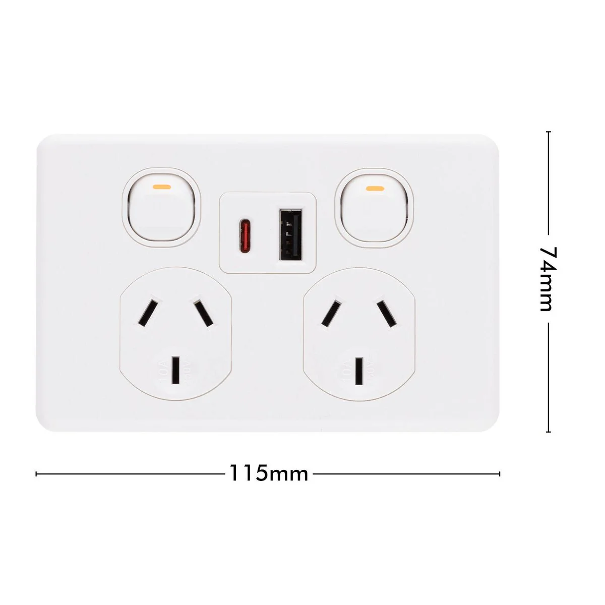 Deta x6 Double Power Point with USB A+C PD20W Fast Charging - 250V 10A - White - Image 4