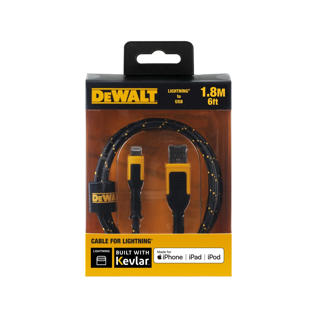 Dewalt 1.8m Lightning to USB Charging Cable - Kevlar Reinforced, Durable - Image 2