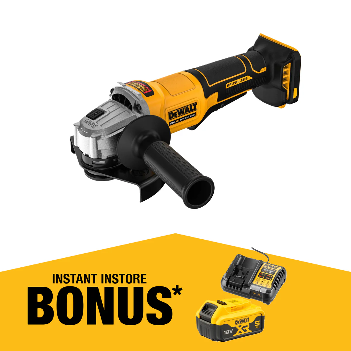 Dewalt 18V Angle Grinder - 125mm - Brushless Motor - Paddle Switch