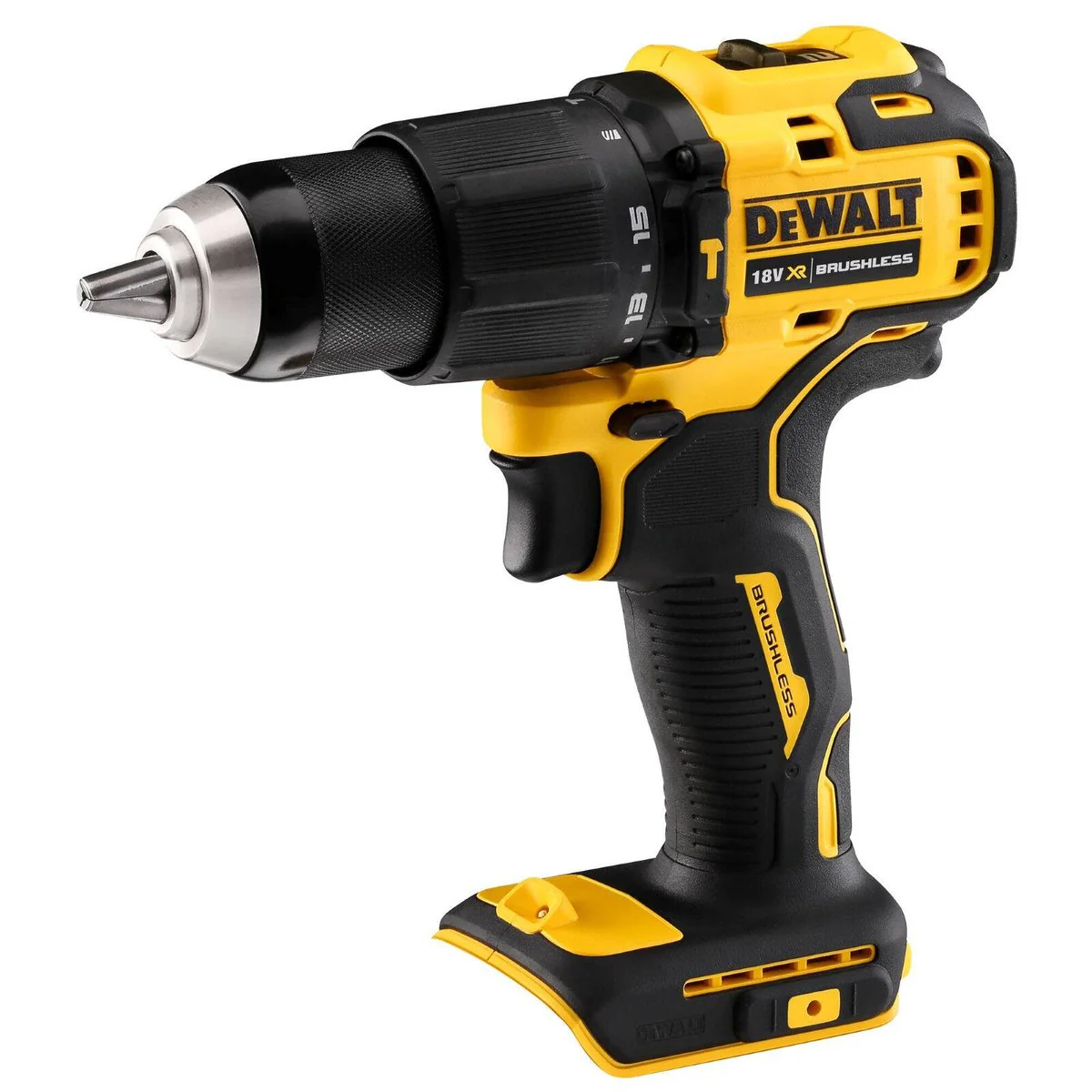Dewalt 18V XR Compact Brushless Hammer Drill Driver DCD709N-XJ - 175mm - 1.2kg - 65Nm Torque - LED Light