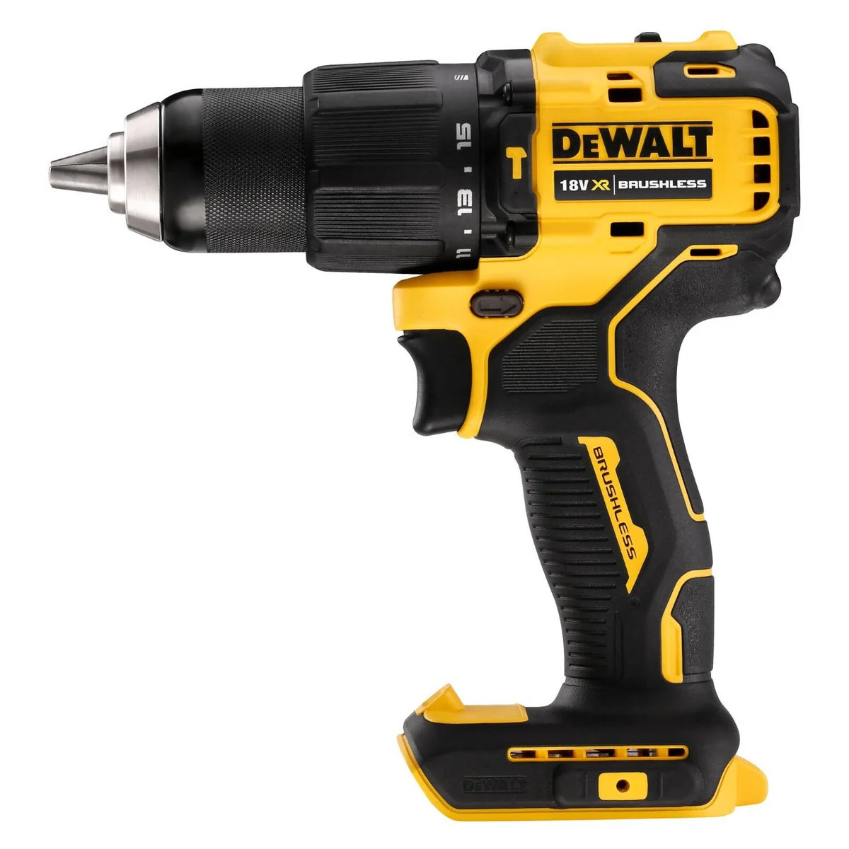 Dewalt 18V XR Compact Brushless Hammer Drill Driver DCD709N-XJ - 175mm - 1.2kg - 65Nm Torque - LED Light - Image 2