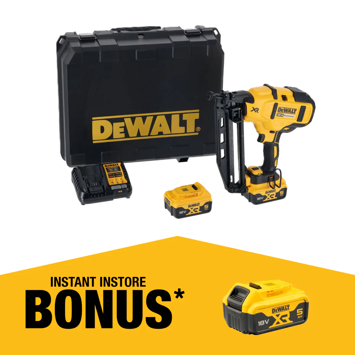 Dewalt 18V XR Li-Ion Finishing Nailer 5.0Ah Kit - 16 Gauge - Compact