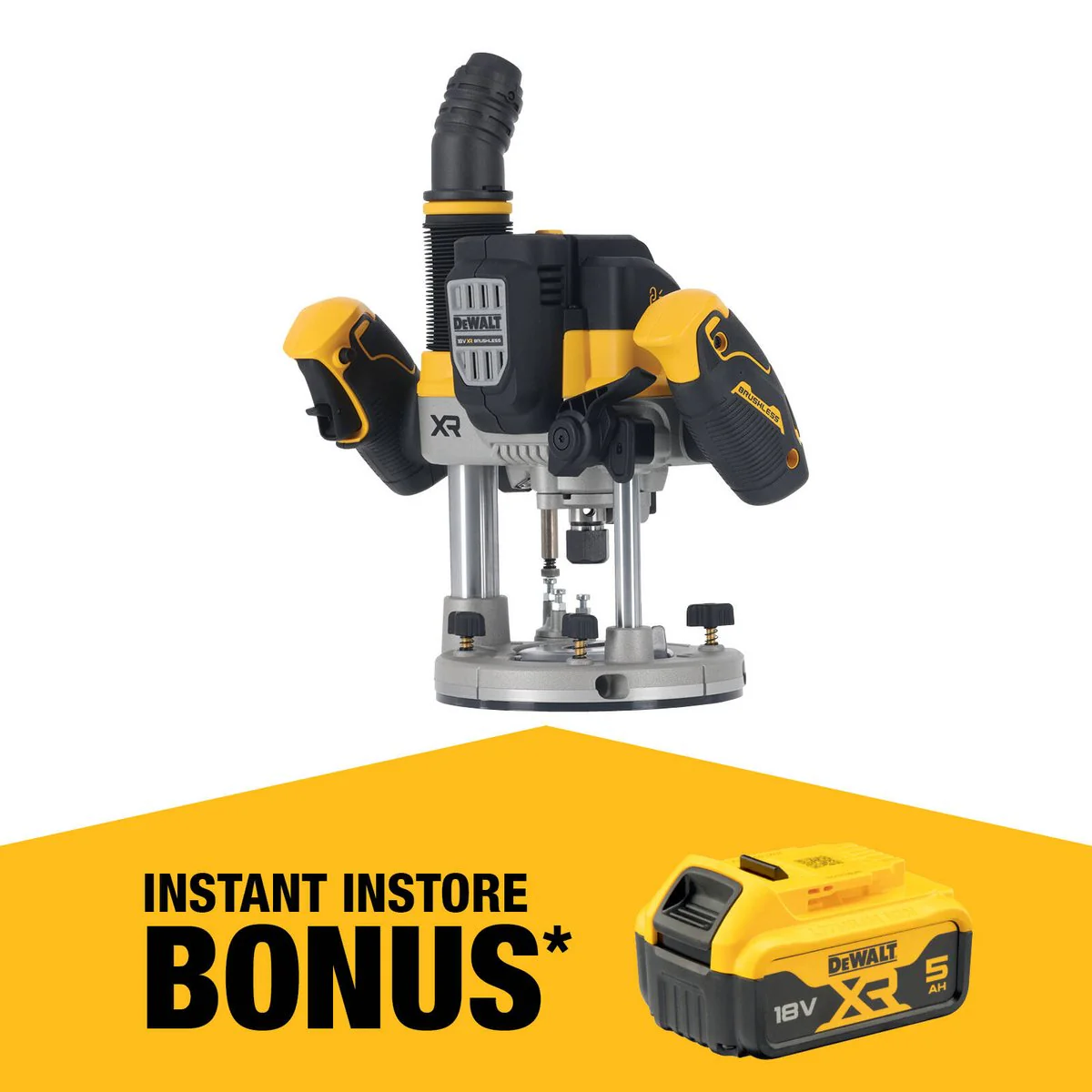 Dewalt 18V XR Plunge Router DCW620NT XE - 12mm - Brushless Motor - 70mm Plunge Depth