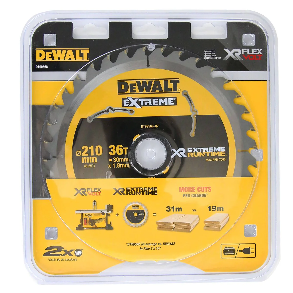 Dewalt 210mm Circular Saw Blade - 36 Teeth - Extreme Runtime - DT99566-QZ - Image 2