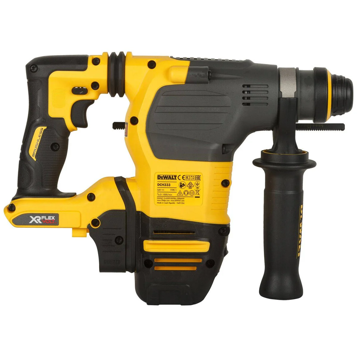 Dewalt 54V XR Flexvolt 30mm SDS Plus Hammer Drill DCH333NT-XJ - Cordless - 3.5 Joules Impact Energy - Anti-Rotation Control - Image 2