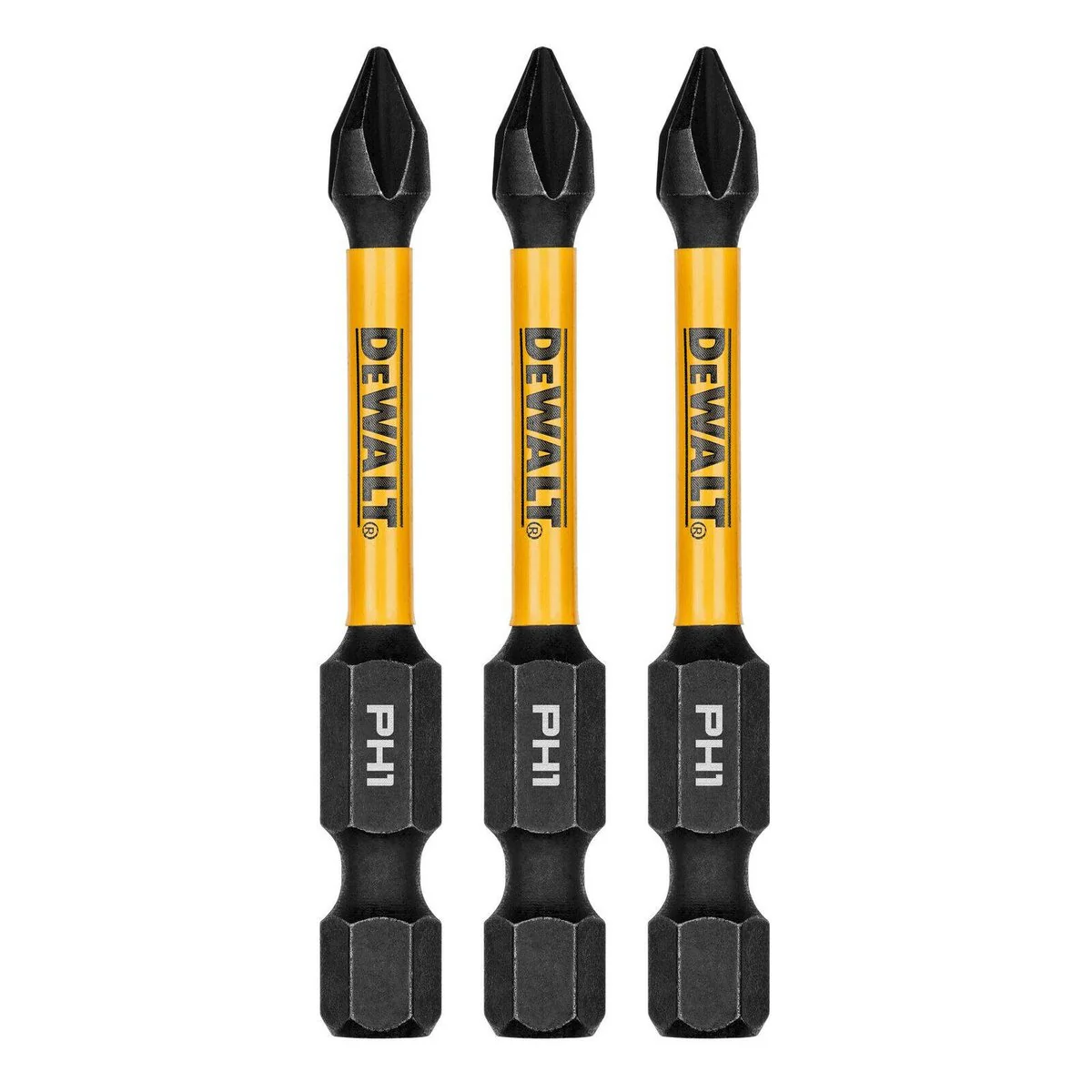 Dewalt 57mm PH1 Flextorq Screwdriver Bit - 3 Pack - Impact Resistant
