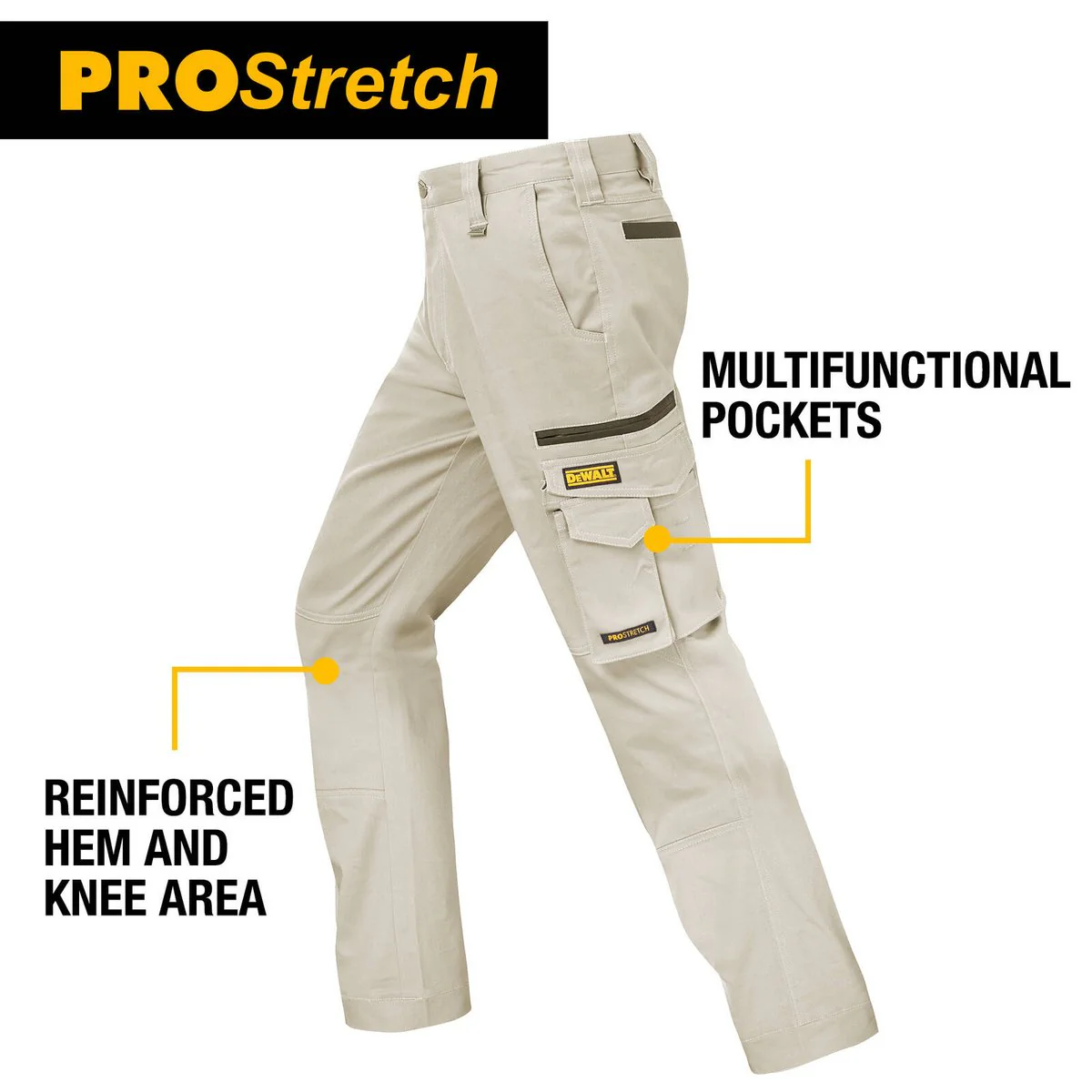 Dewalt Acoma Prostretch Trousers 34 - Khaki - 360° Movement - Durable - Image 5