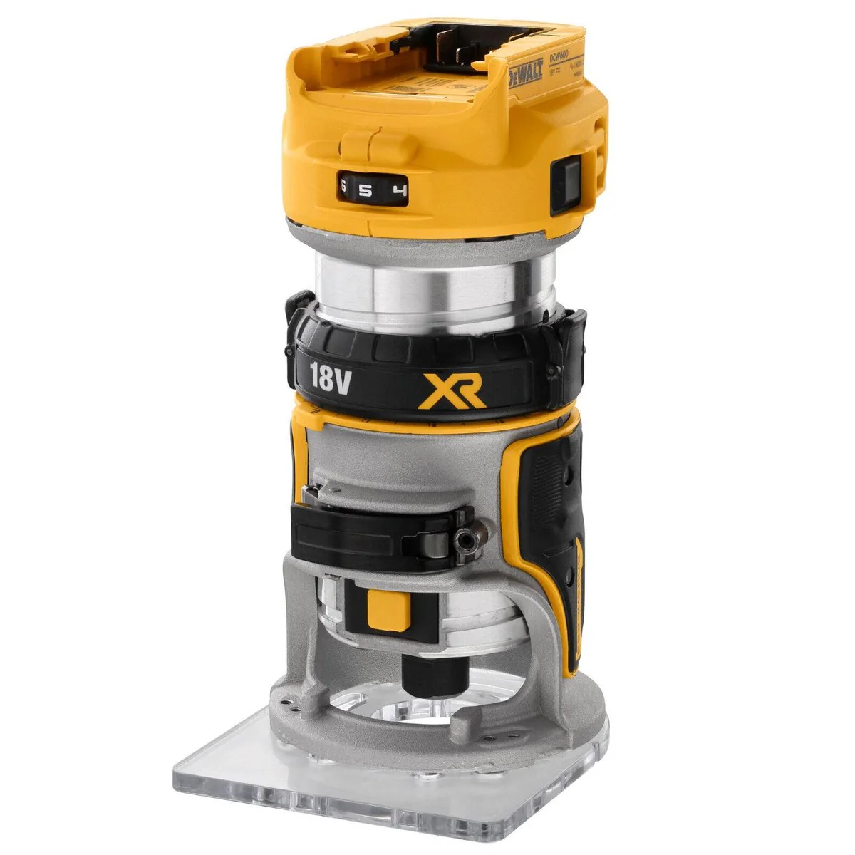 Dewalt 8mm 18V XR Li-Ion Brushless Router Skin Only - Yellow - DCW600N-XJ