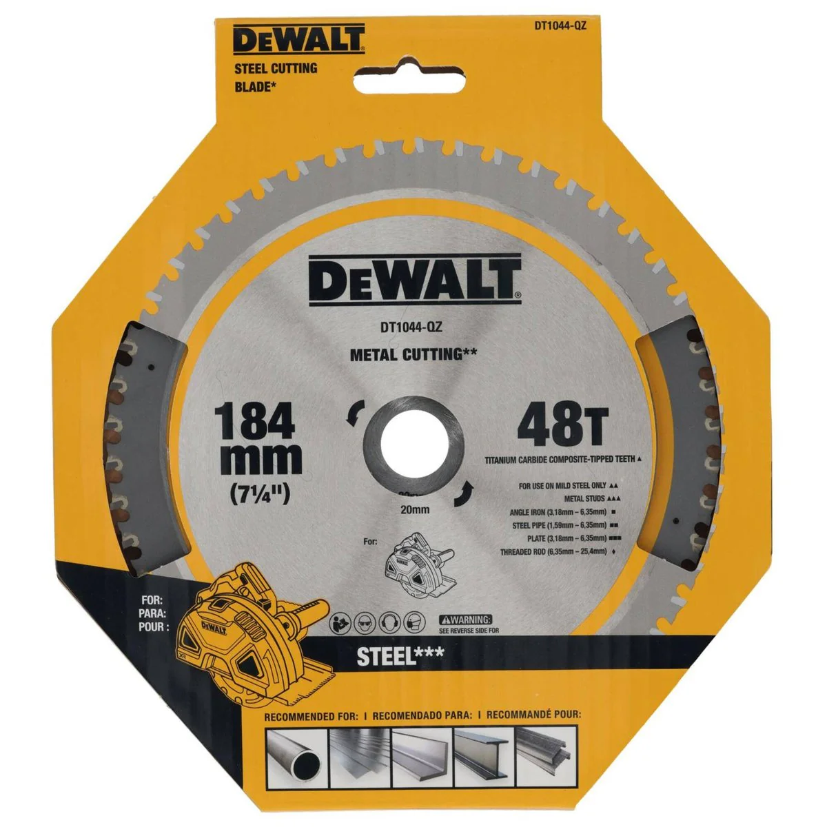 Dewalt Circular Saw Blade - 184mm 48t - Mild Steel - DT1044-QZ - Durable - Image 2